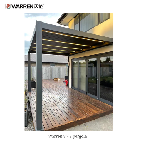 Warren 8x8 patio aluminum pergola with adjustable roof canopy