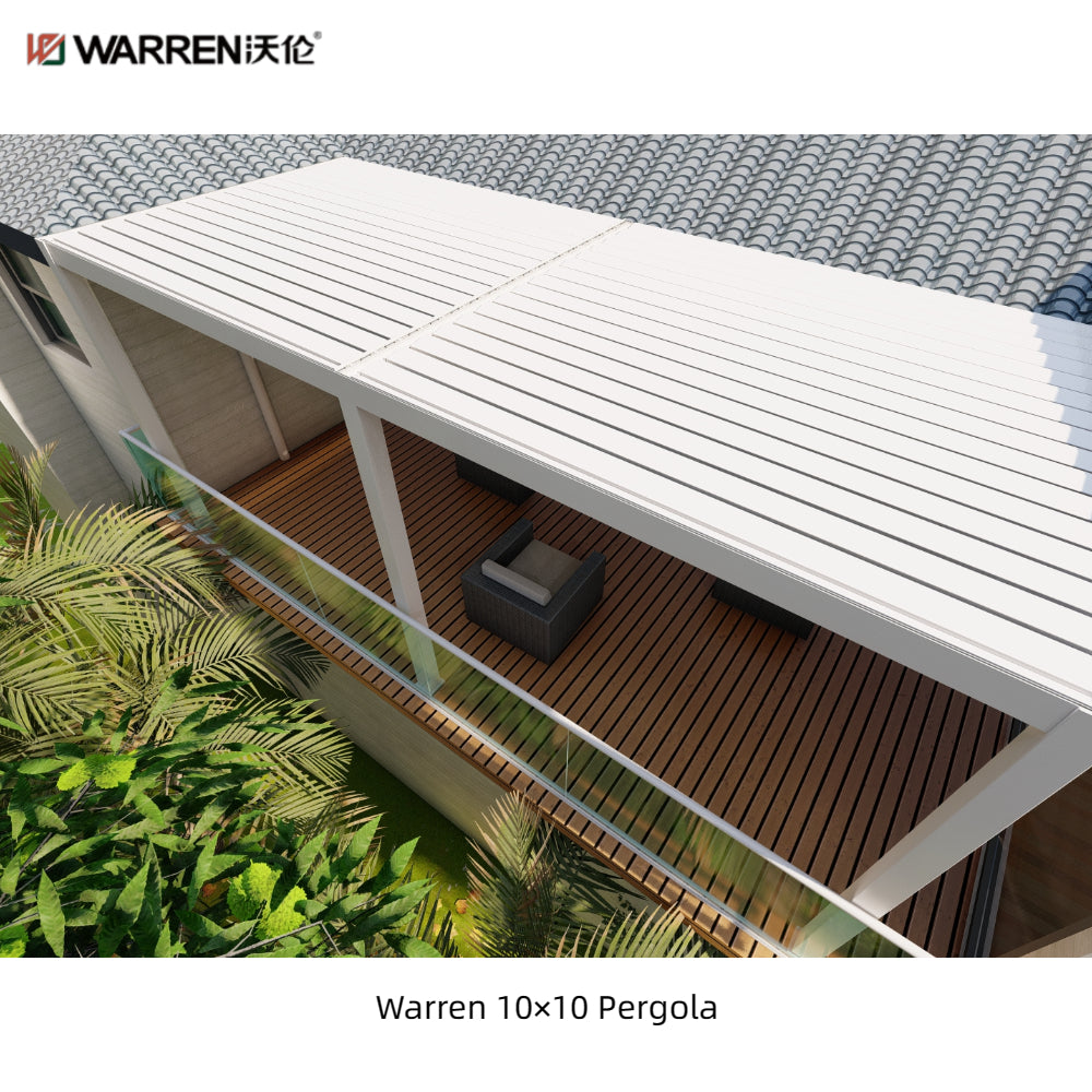 Warren 10x10 louvered pergola with aluminum alloy white canopy